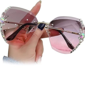 Dark Wost Sunglasses for Women Rimless Diamond Stone