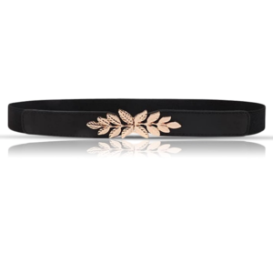 REDHORNS Elastic Fabric Waist Belt for Women Dresses Leaf Design Stretchy Slim Ladies Belt for Saree Girls Jeans