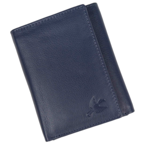 HORNBULL Men's Navy Tri Fold Genuine Leather Wallet for Men