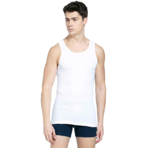 Jockey Men's Super Combed Cotton Rib Round Neck Sleeveless Vest with Stay Fresh Properties