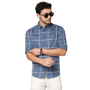 Men's Checkered Slim Fit Cotton Casual Shirt